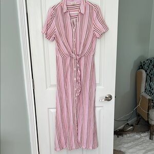 Striped Pink Button-Down Dress